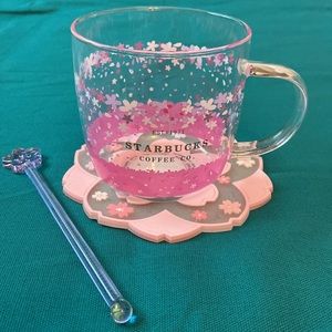 Starbucks Color Change Glass mug, Coaster, Stirrer